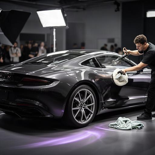 Glossy performance car prepared for a photographed show display in Croydon