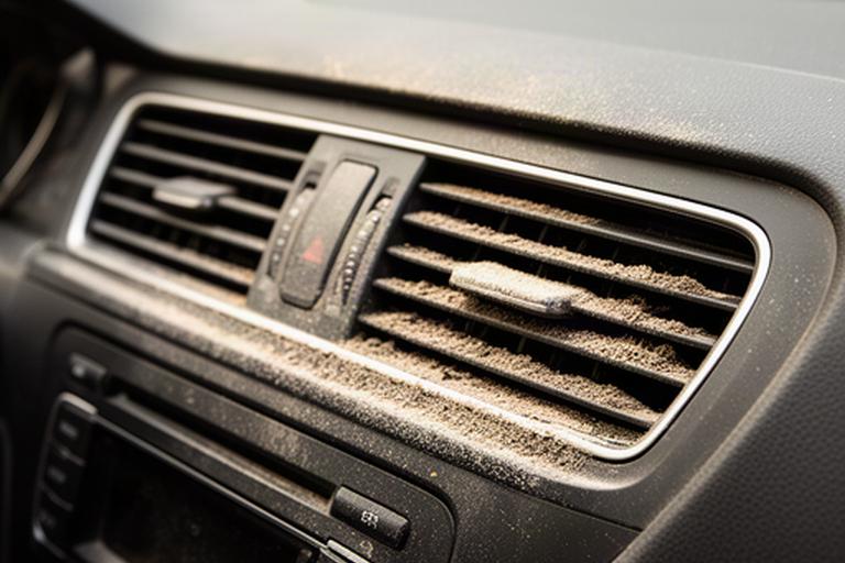 Dusty dashboard and air vents before steam cleaning in a Croydon car